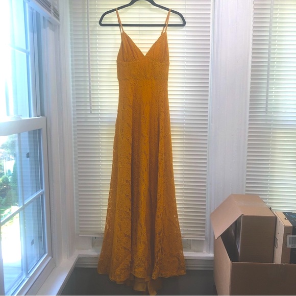 BHLDN Dresses & Skirts - Anthropologie BHLDN Gold lace floor length dress